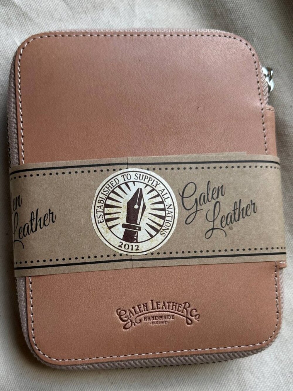 NEW Galen Leather Zippered 10 Slot Pen Case, Undyed Leather